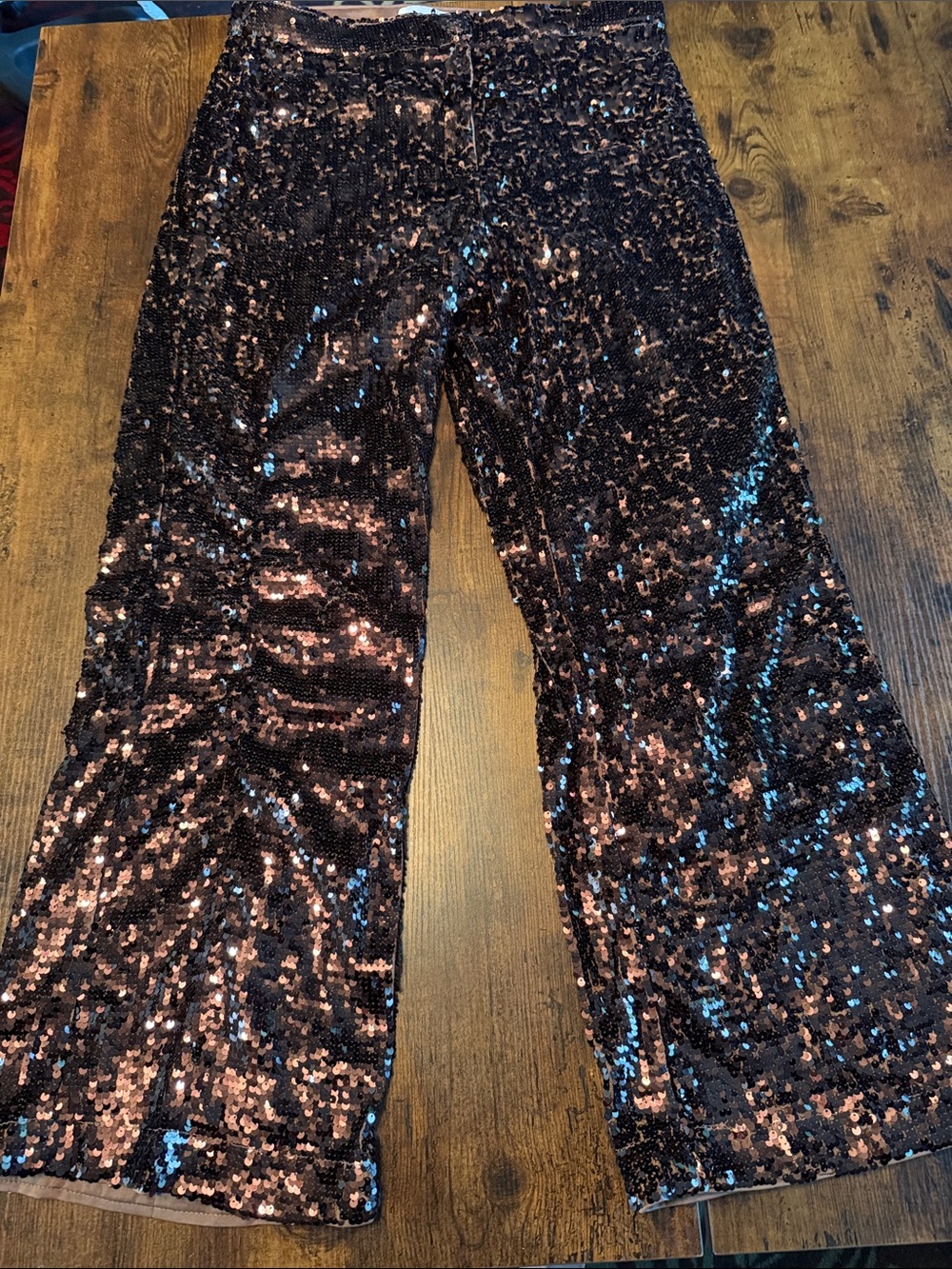 H&M Brown Sequin Flare Pants